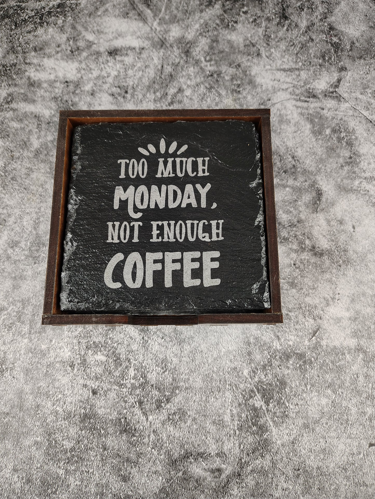 Coasters Set, Coffee Themed, Slate and Wood